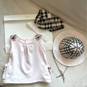 Burberry 6M Baby Pink Top and Hat